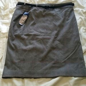 Black plaid pattern Chaps dress skirt sz 14 new with belt for work business